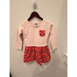 Tea‎ Collection Girls Dress Size 6 Pink Orange Floral Long Sleeve Pocket EUC